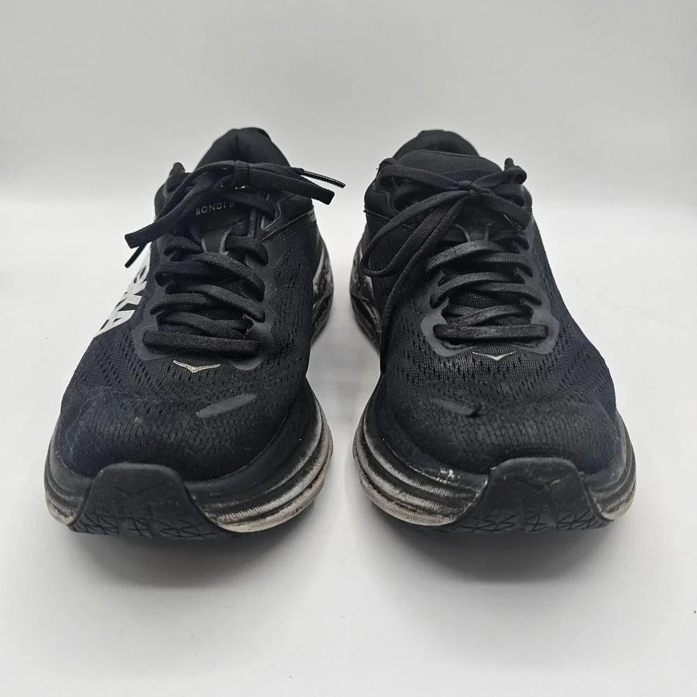 Hoka One One Bondi 8 Shoes Womens Size 7.5‎ Black Running Sneakers 1127952-BWHT